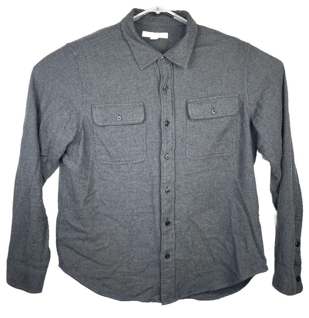 Outerknown Shirt Mens Large Gray Cotton Button Up Long Sleeve Utility